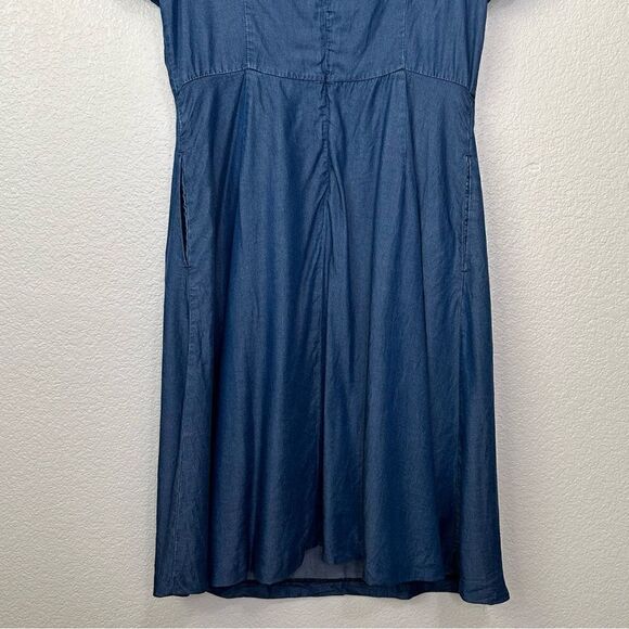 Banana Republic 100% Lyocell Chambray Bow Back Short Sleeves Dress - Picture 8 of 12